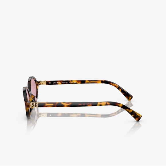 Miu Miu Tortoiseshell Oval Sunglasses with Pink Lenses - Picture 9 of 10